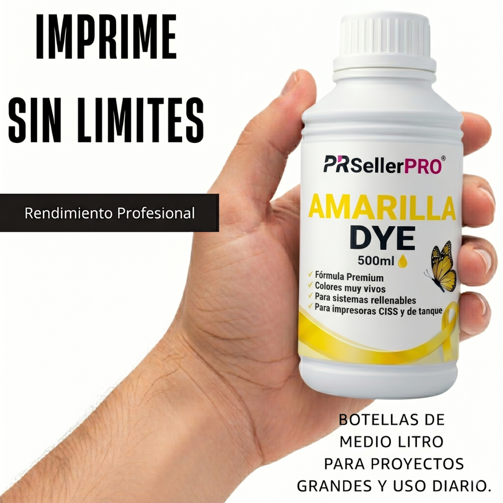 Tinta Para HP 500ml Amarilla GT53 GT52